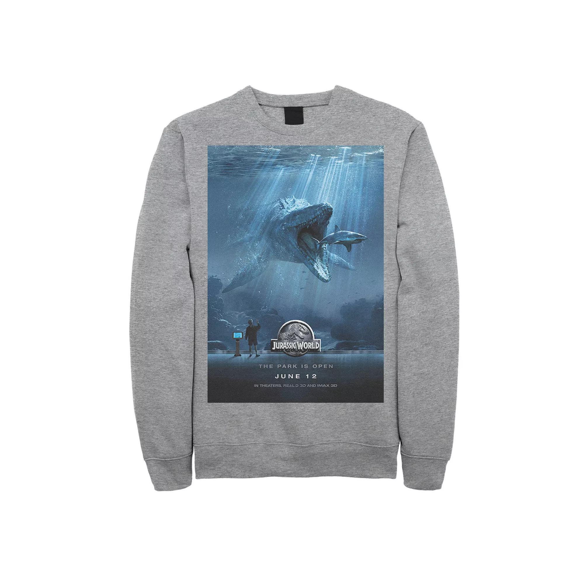 Men's Jurassic World Mosasaurus Movie Poster Sweatshirt, Size: Small, Grey Heather Product Image