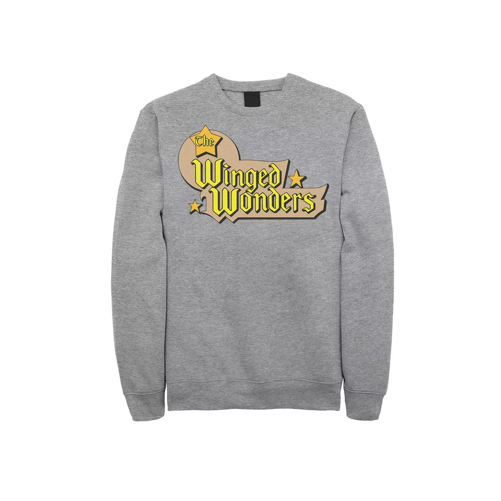 Men's DC Comics The Winged Wonders Text Logo Sweatshirt, Size: Small, Athletic Grey Product Image