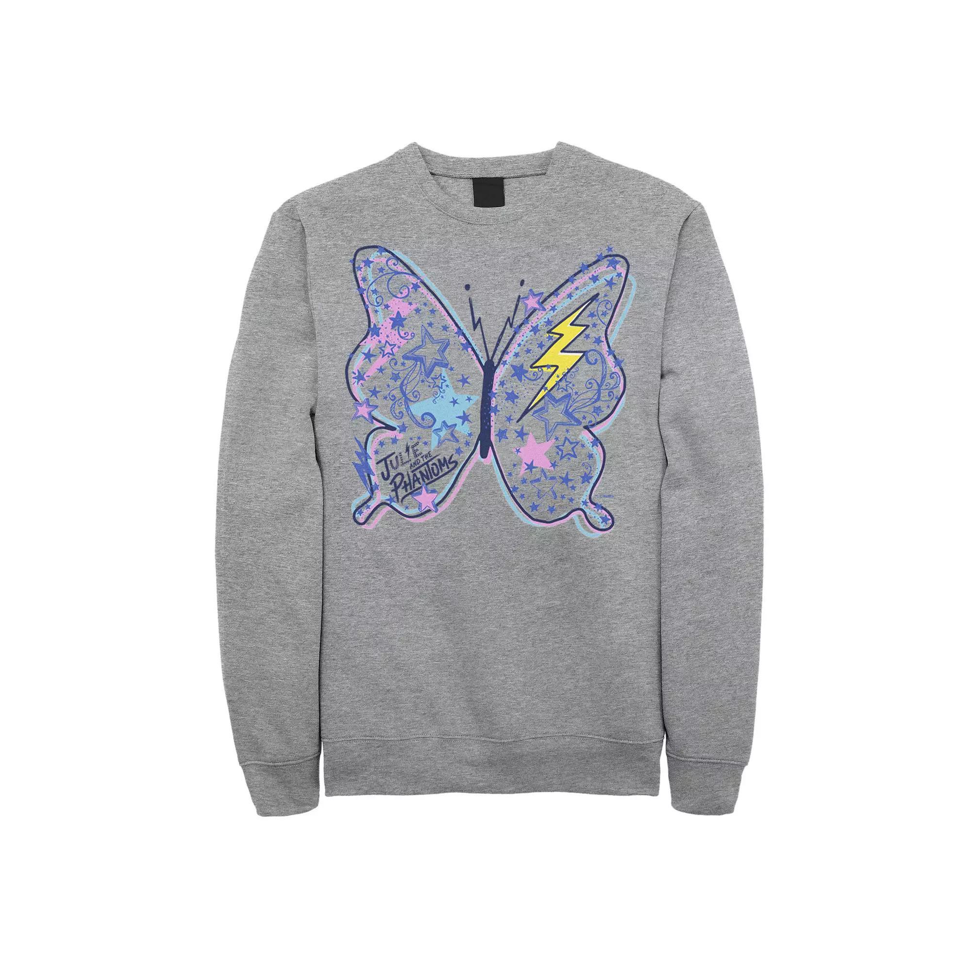 Men's Julie And The Phantoms Butterfly Sketches Sweatshirt, Size: Small, Athletic Grey Product Image
