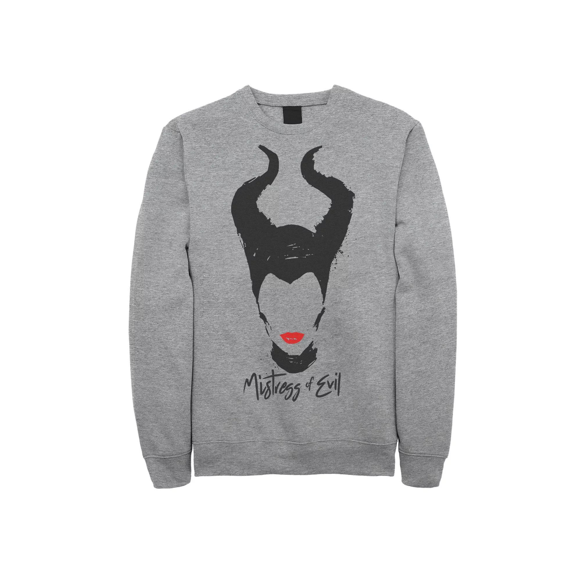 Men's Disney's Maleficent Head Shot Silhouette Fleece, Size: XL, Athletic Grey Product Image