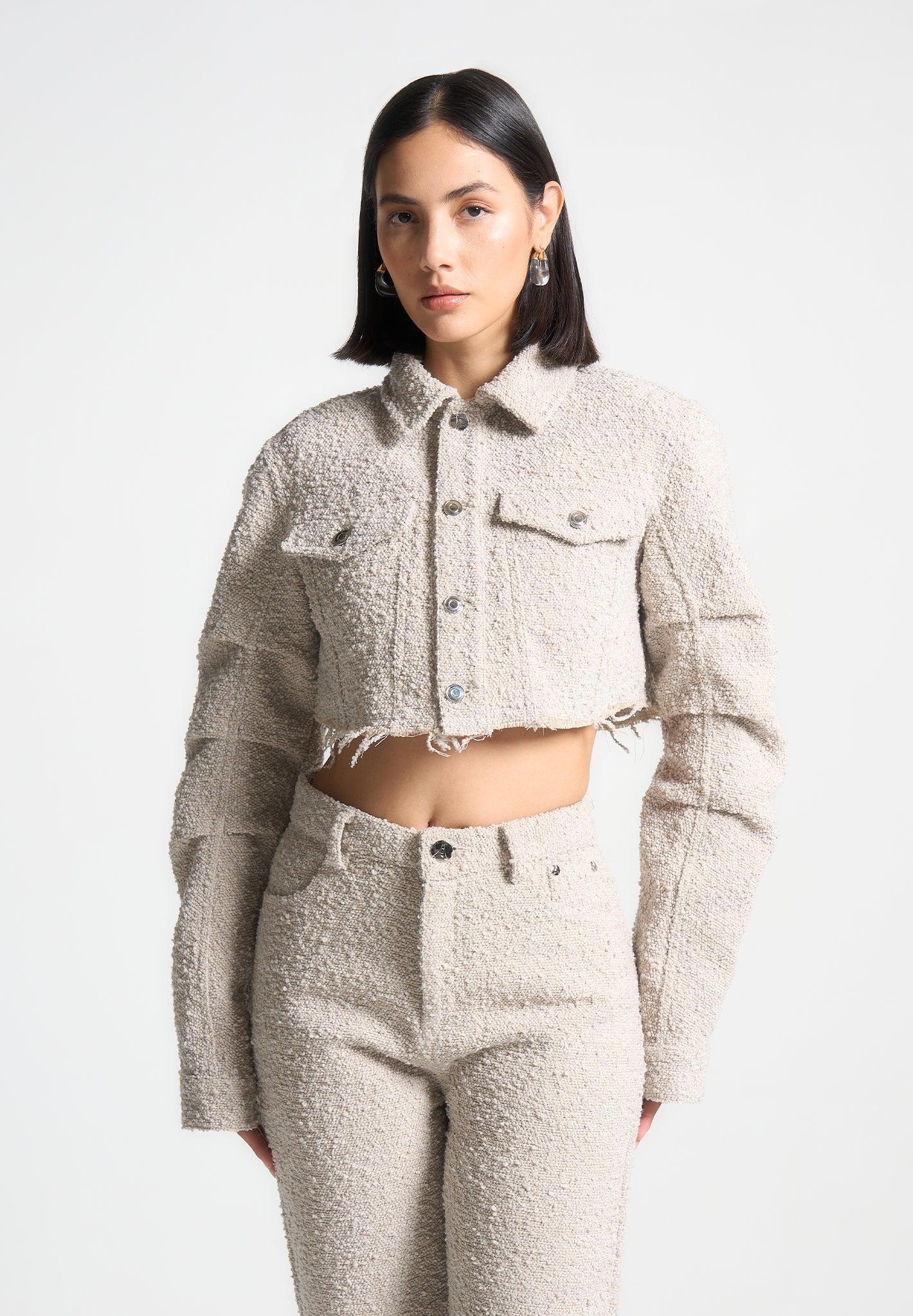 Catherine - Cropped Boucle Jacket - Beige Female Product Image