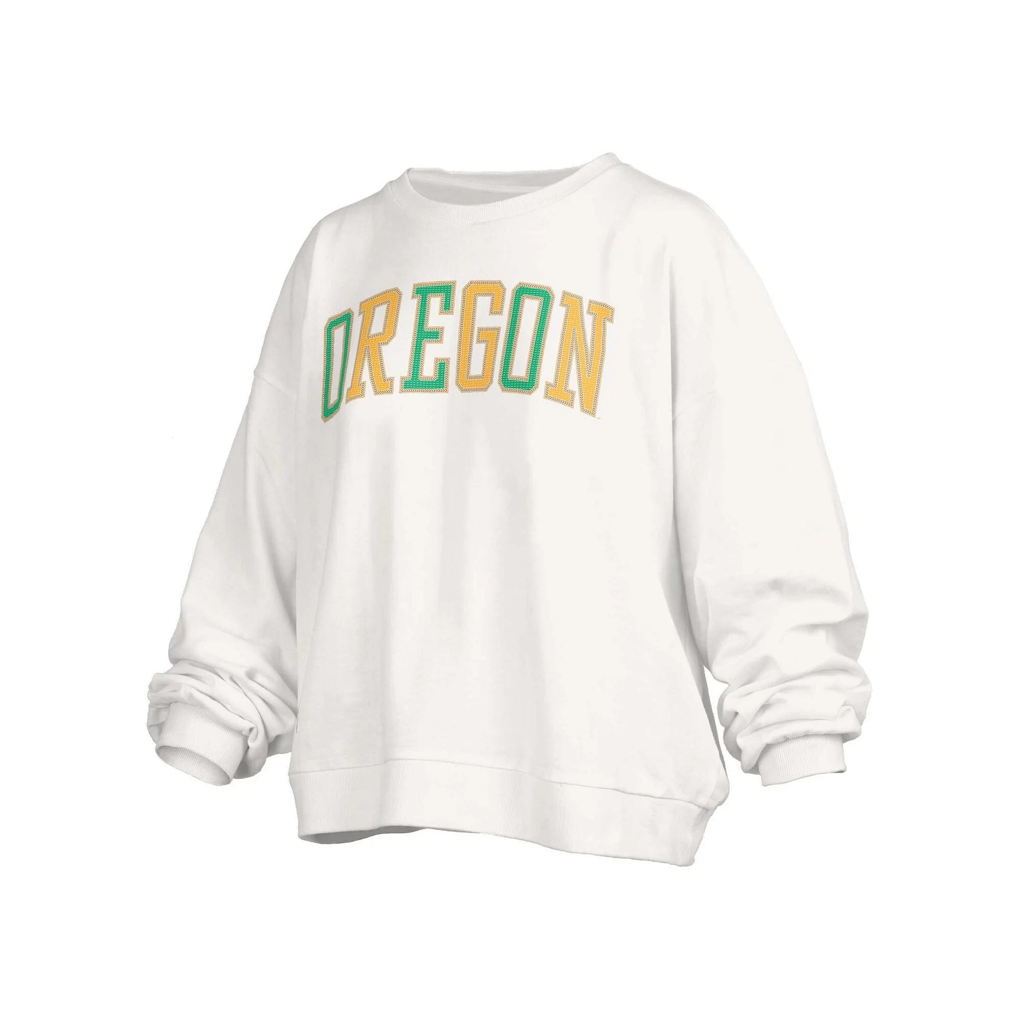 Womens Pressbox Oregon Ducks Janise Waist Length Oversized Pullover Sweatshirt Product Image