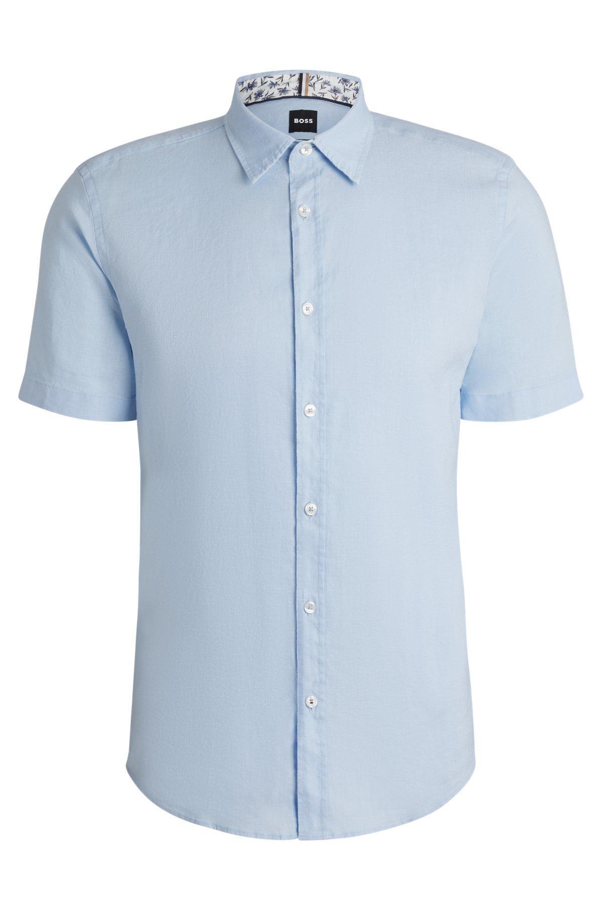 Slim-fit shirt in stretch linen Product Image