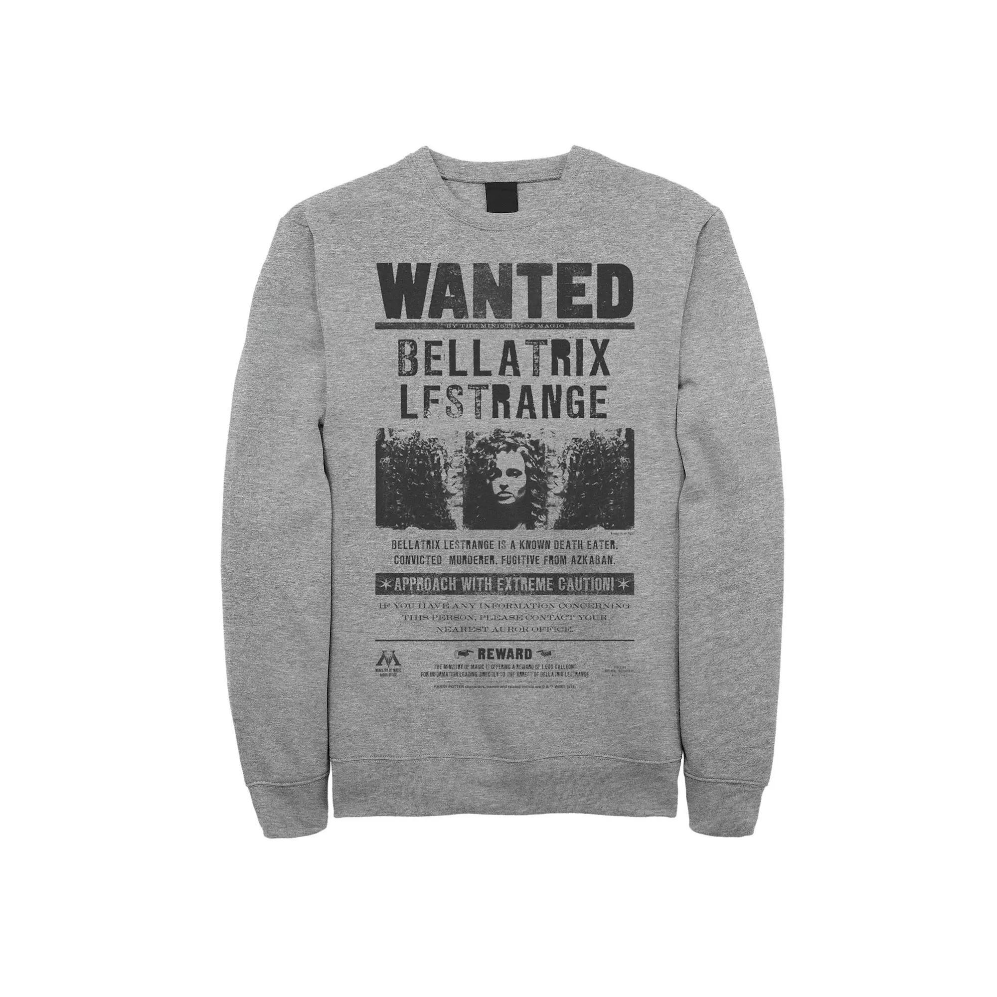 Men's Harry Potter Bellatrix Lestrange Wanted Poster Sweatshirt, Size: Small, Athletic Grey Product Image