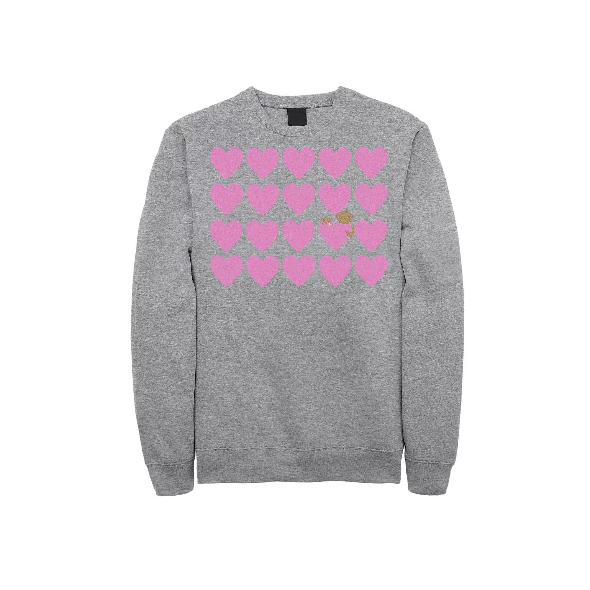 Men's E.T. Pink Heart Grid E.T. Peaking Sweatshirt, Size: Medium, Athletic Grey Product Image