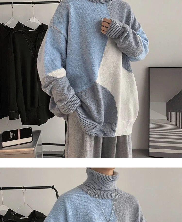 Turtleneck Color Block Sweater Product Image