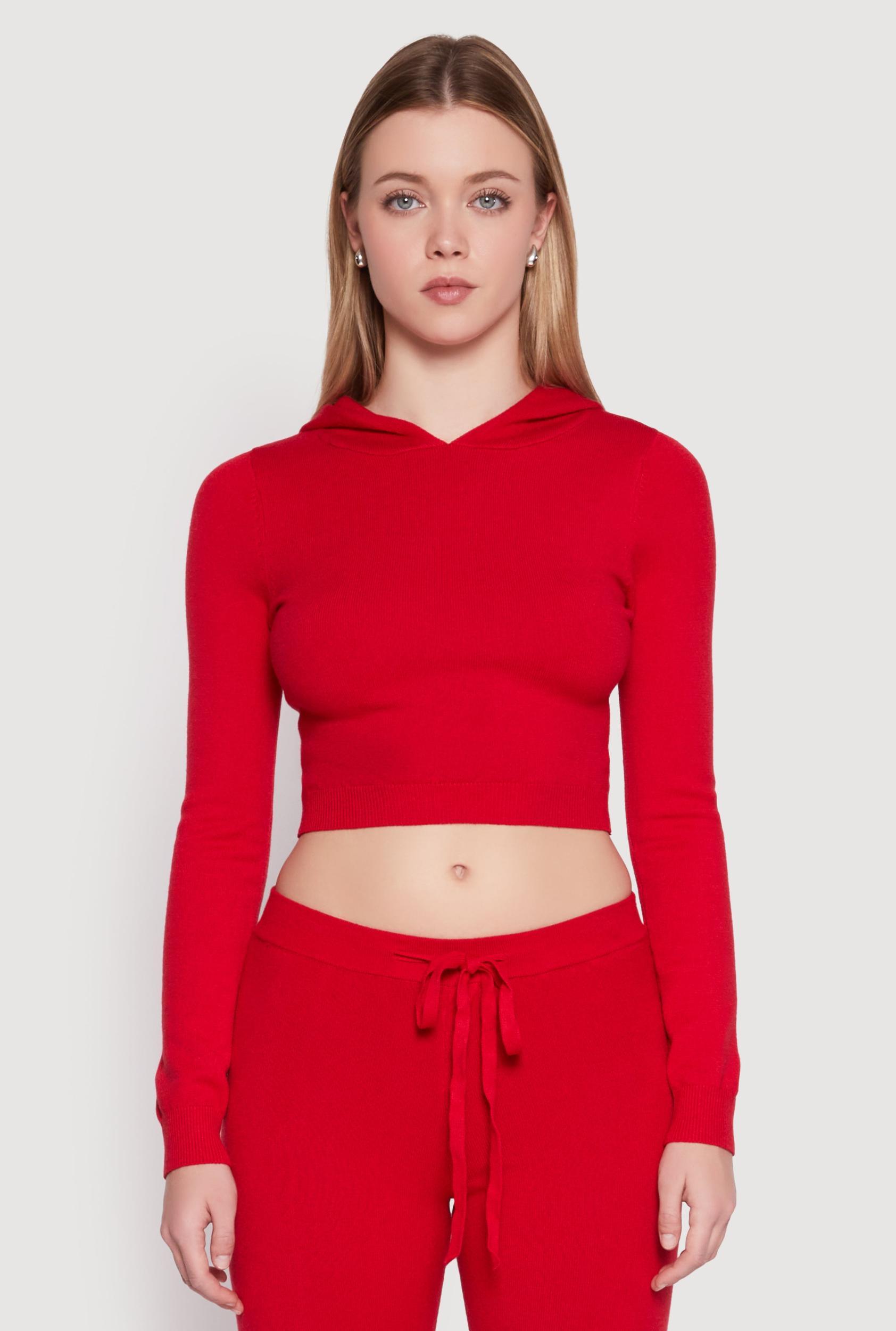 Womens Daisy Cropped Hooded Pullover Sweater Product Image