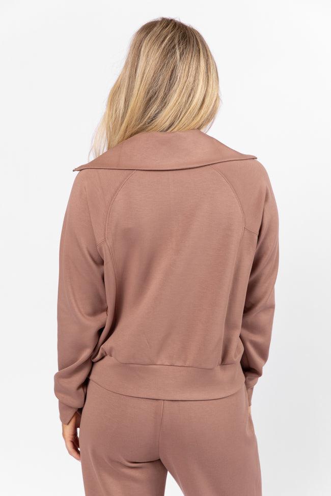 Let's Just Stay Mocha Quarter Zip Knit Pullover FINAL SALE Product Image