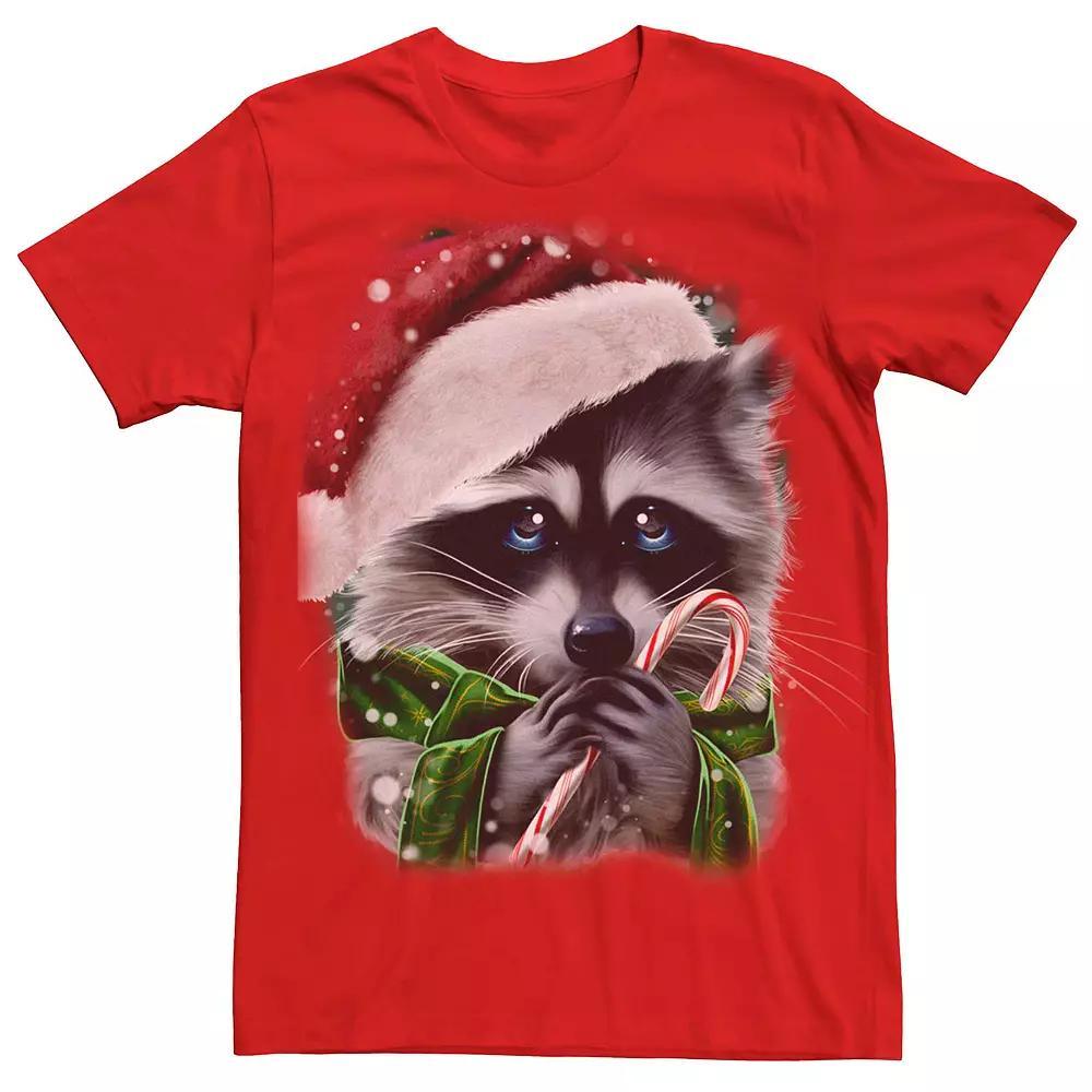 Mens Raccoon Sad Eyes Christmas Graphic Tee Product Image