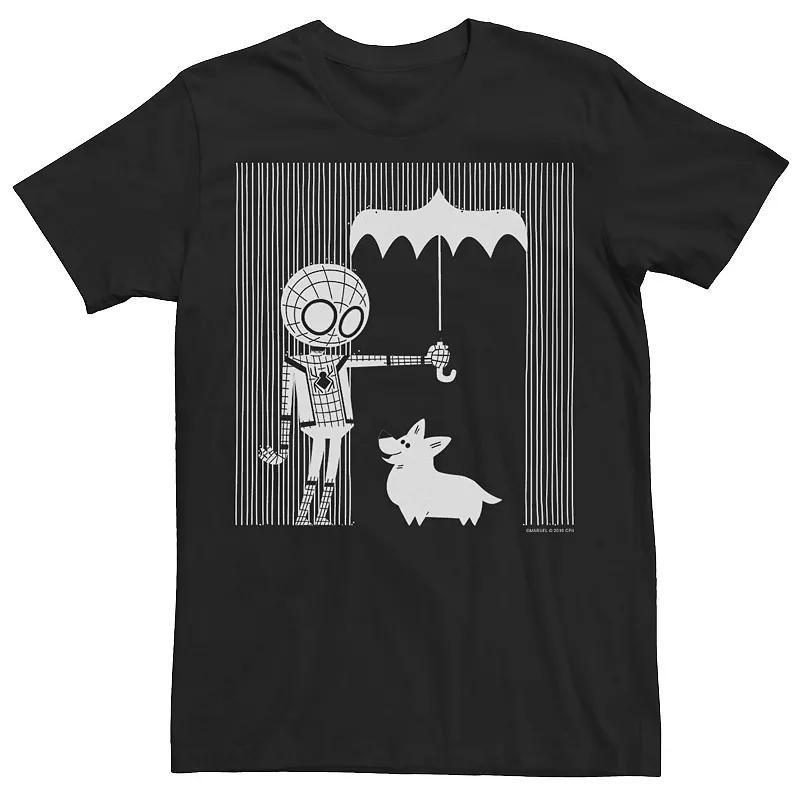 Mens Marvel Spider-Man Far From Home Corgi In The Rain All White Graphic Tee Product Image