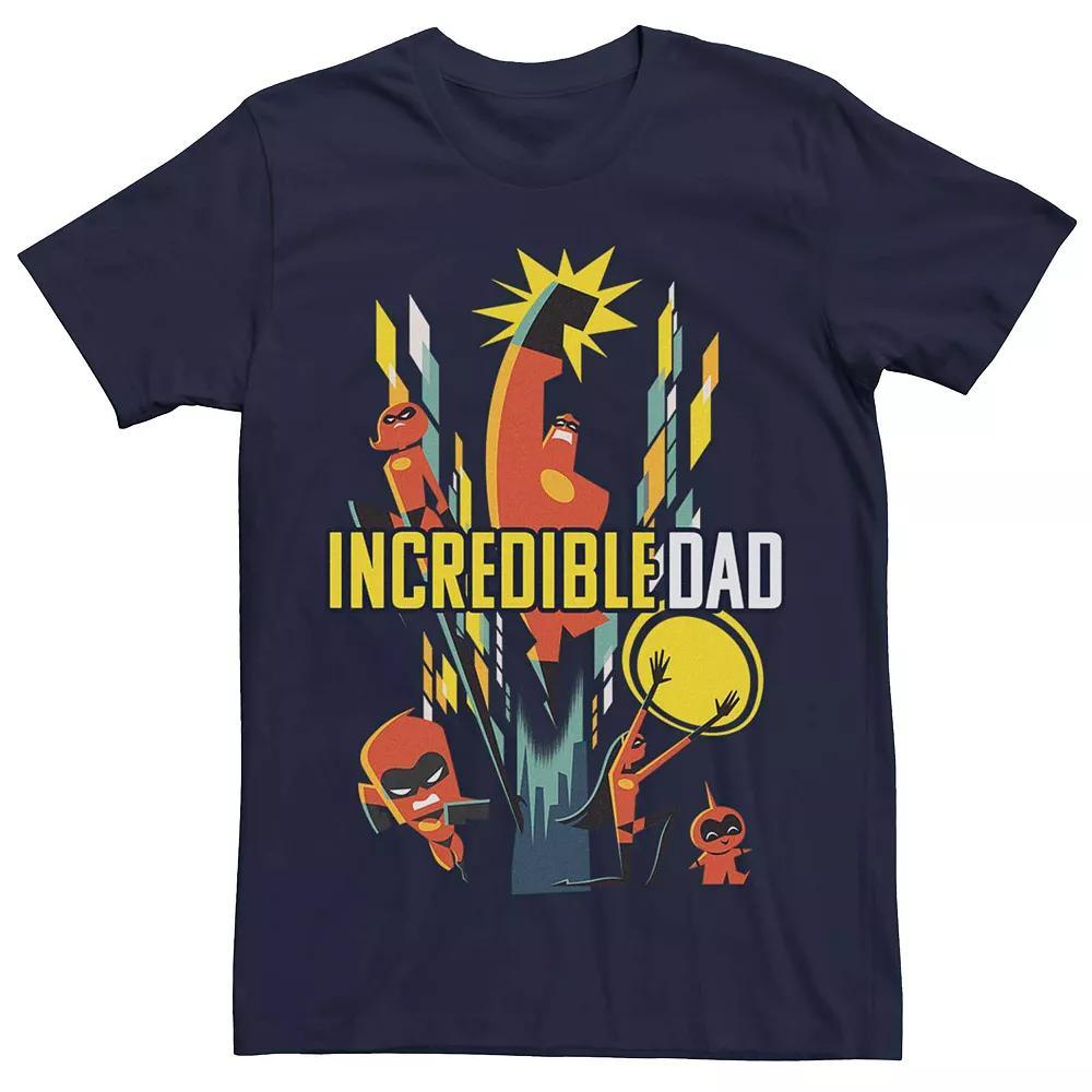 Disney / Pixars Incredibles 2 Mens Incredible Dad Group Shot Graphic Tee Blue Product Image