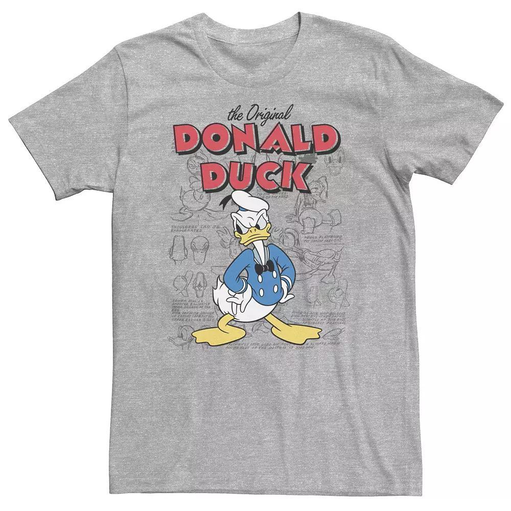 Big & Tall Disney Donald Duck Original Donald How To Draw Background Tee, Men's, Size: XXL Tall, Athletic Grey Product Image