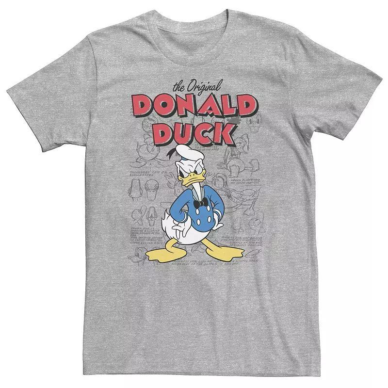 Big & Tall Disney Donald Duck Original Donald How To Draw Background Tee, Men's, Size: XXL Tall, Athletic Grey Product Image