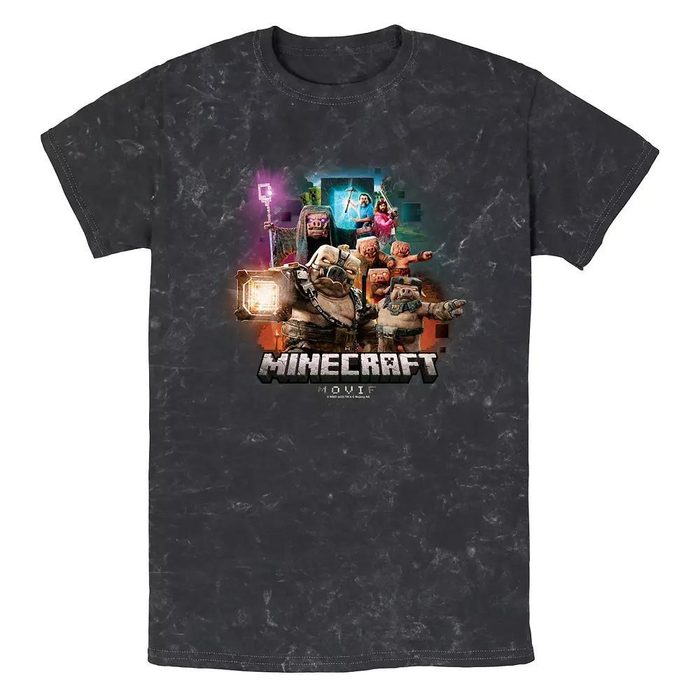 Men's Minecraft Movie Piglings Mob Mineral Wash Graphic Tee, Size: Small, Black Product Image