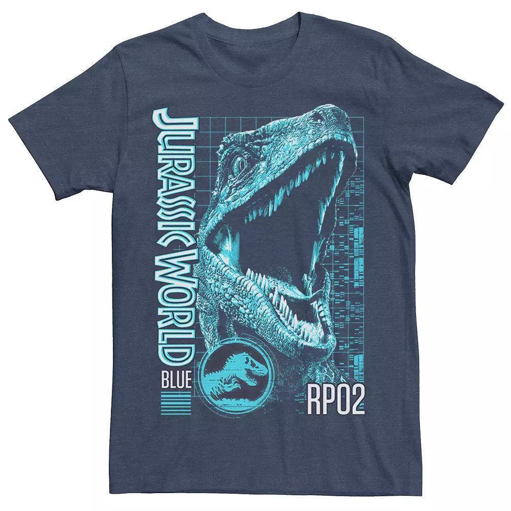 Men's Jurassic World Two Blue Face Tech Schematic Tee, Size: Medium, Grey Product Image