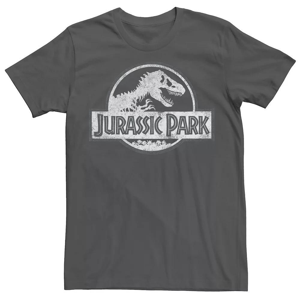 Mens Jurassic Park White Distressed Circle Logo Graphic Tee Product Image