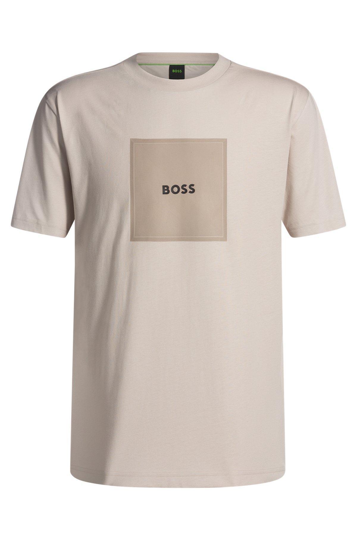 Cotton-jersey T-shirt with fineline logo artwork Product Image