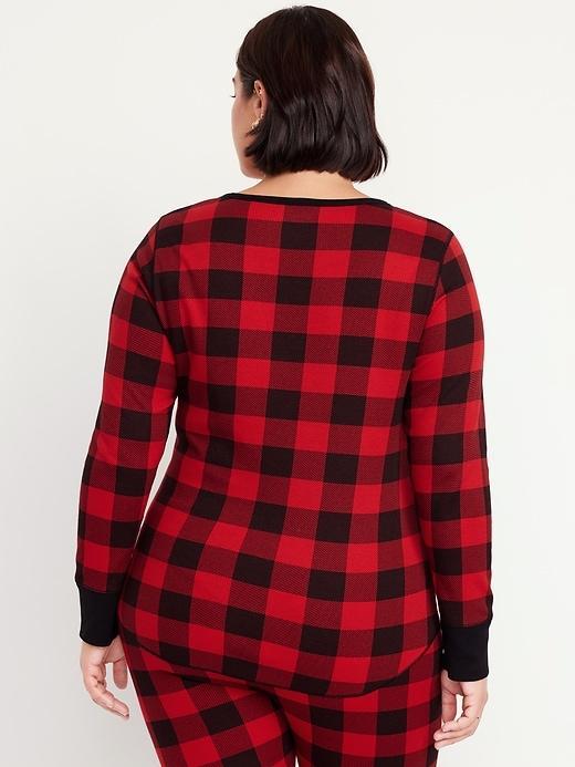 Printed Waffle Pajama Top for Women Product Image