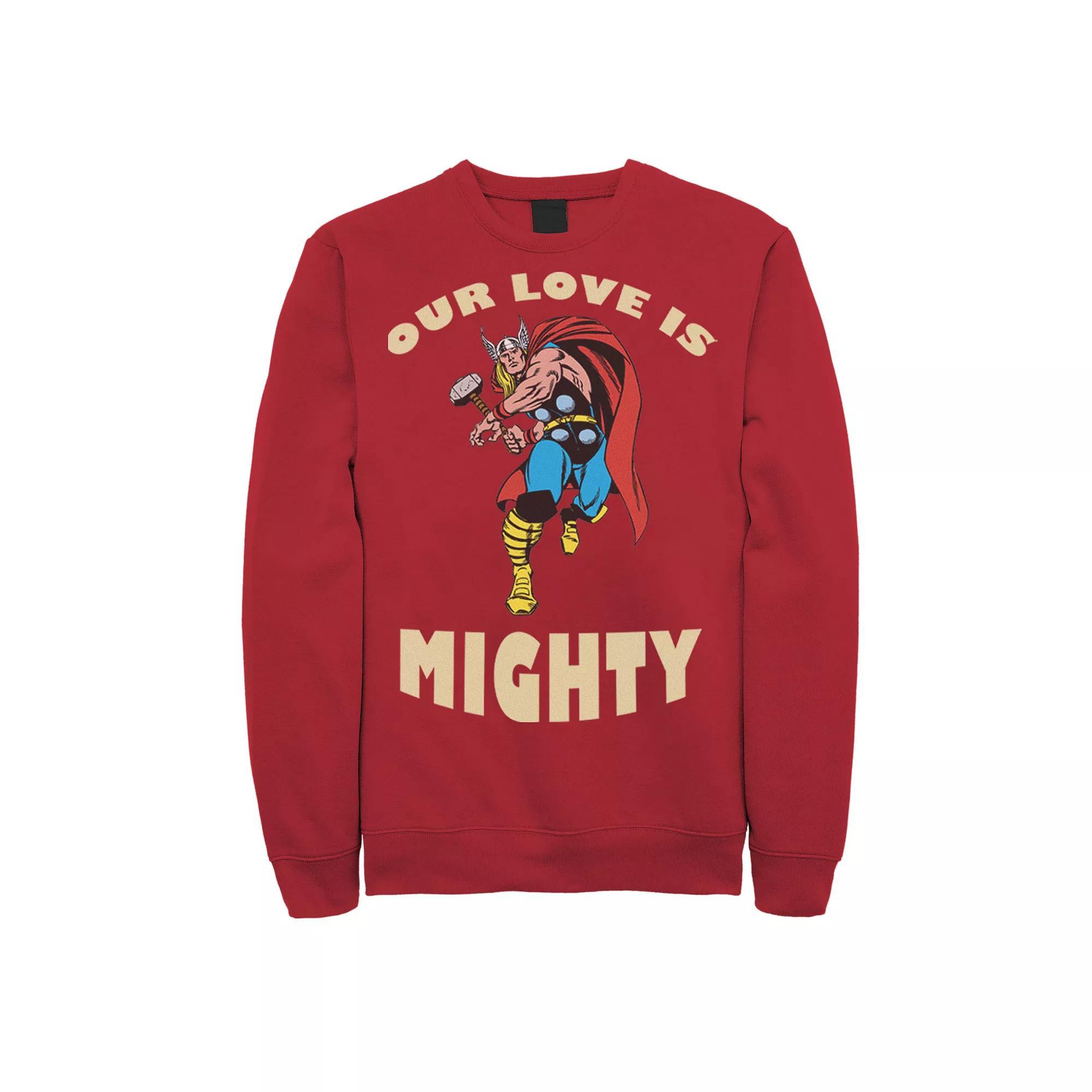 Men's Marvel Mighty Love Valentines Day Sweatshirt, Size: Large, Red Product Image