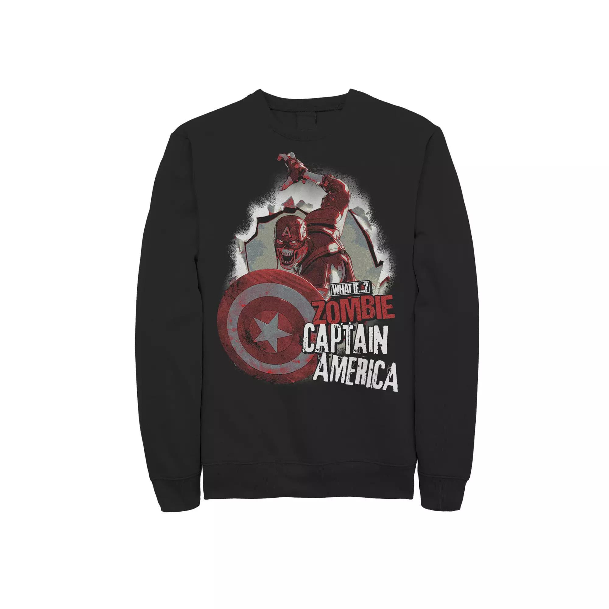 Men's Marvel What If Captain America Zombie Burst Poster Sweatshirt, Boy's, Size: XXL, Black Product Image