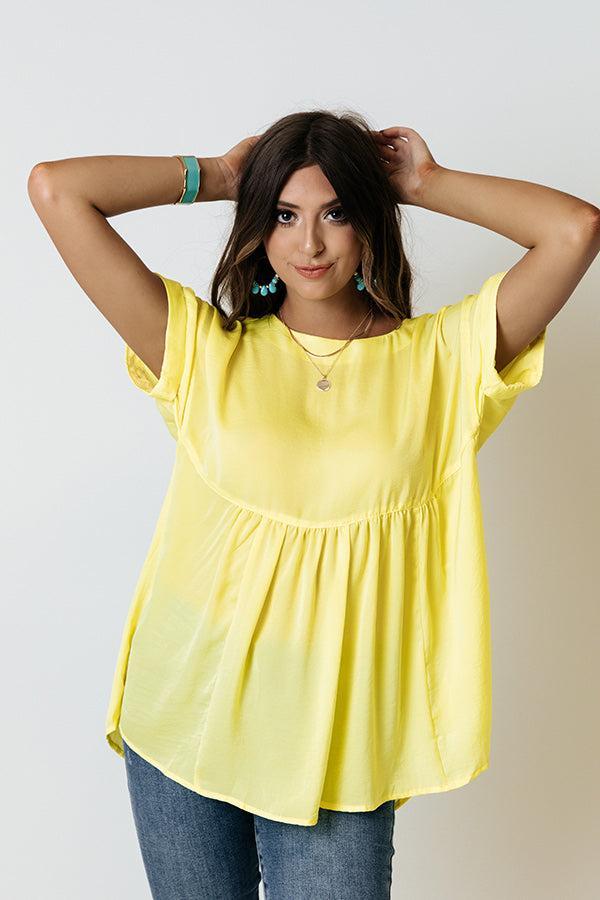 Look To You Satin Babydoll Top In Yellow Product Image