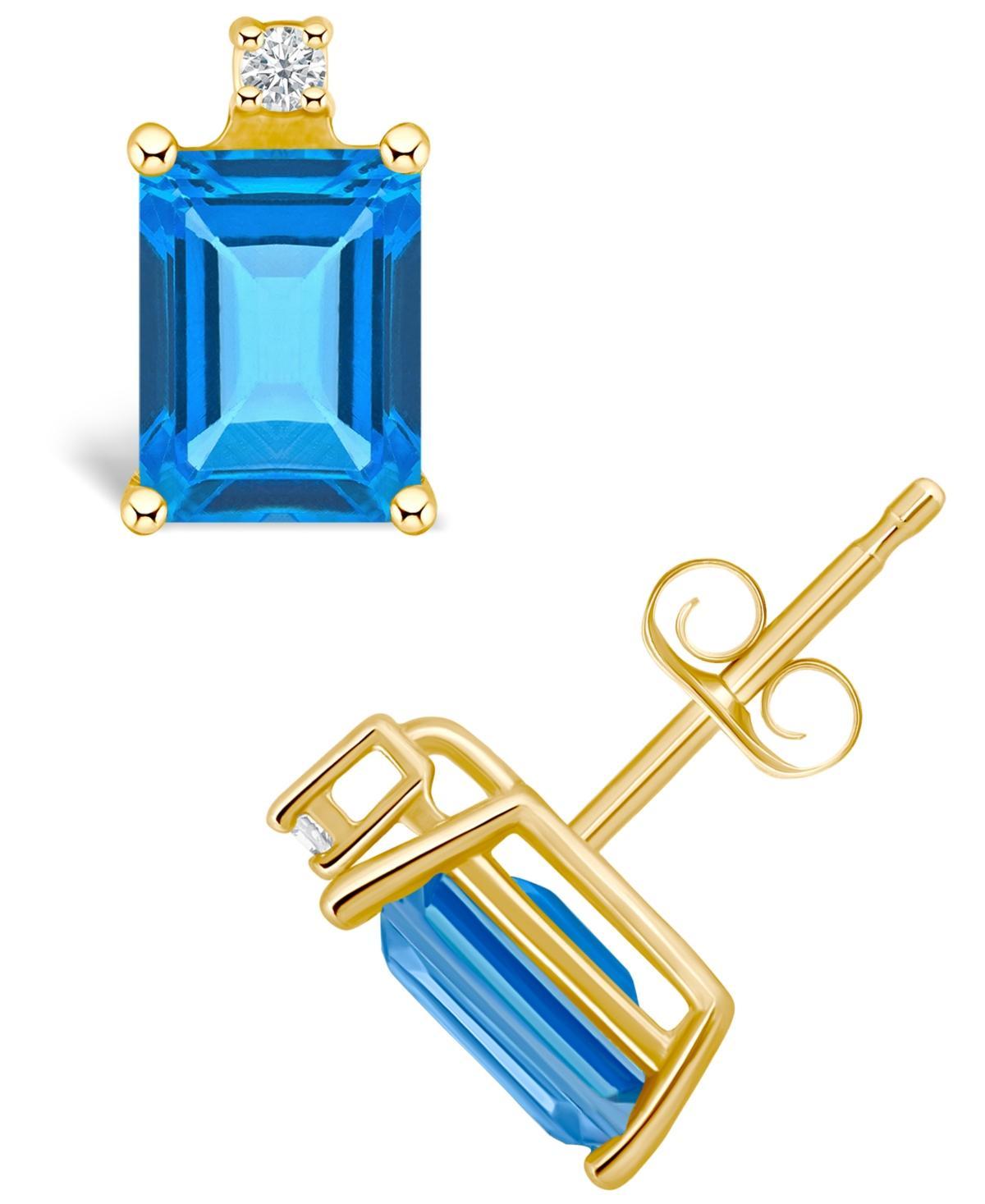 Celebration Gems 14k Gold Gemstone & Diamond Accent Stud Earrings, Women's, London Blue Topaz Product Image