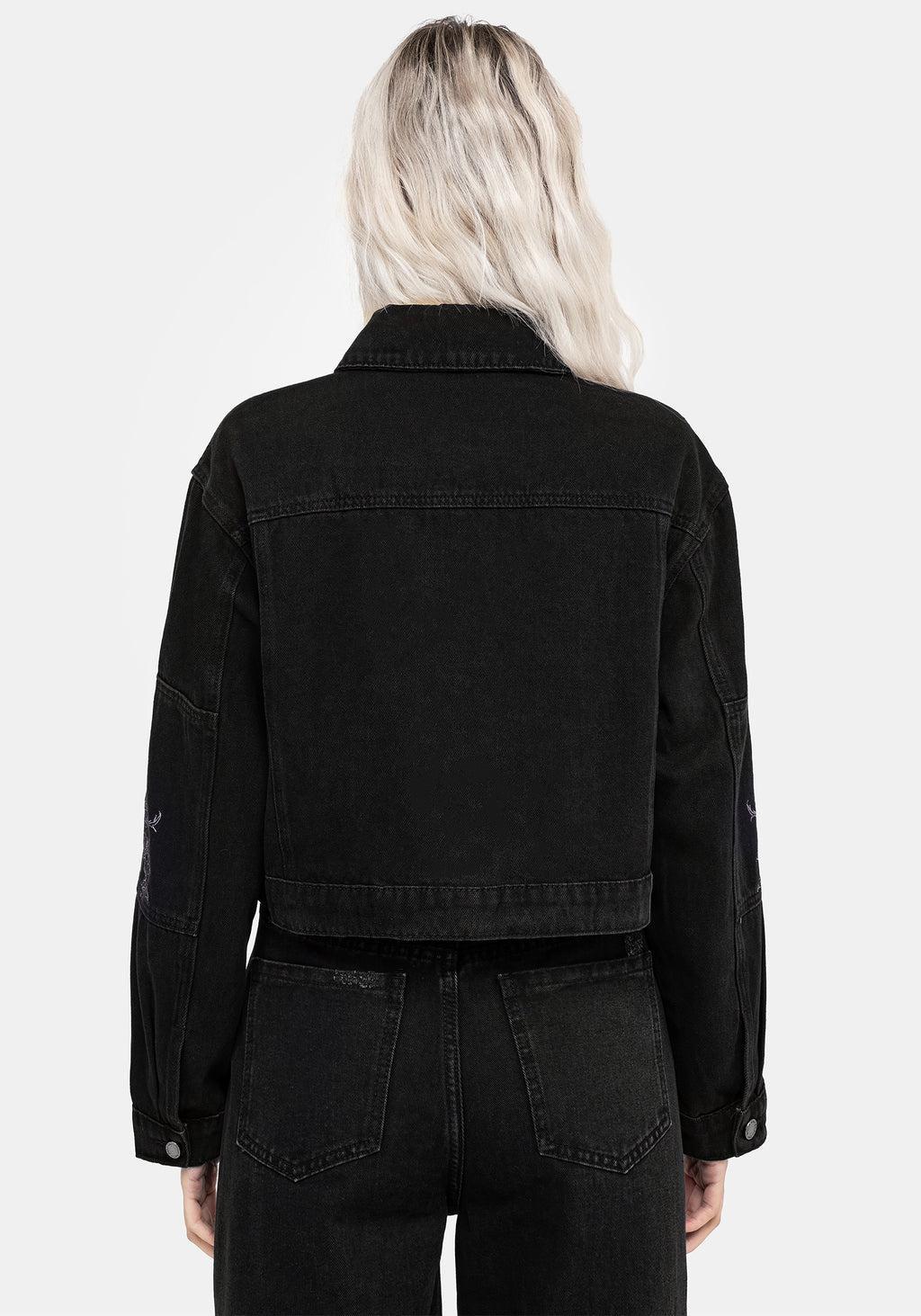 Deadhead Rose Embroidered Denim Carpenter Jacket Product Image