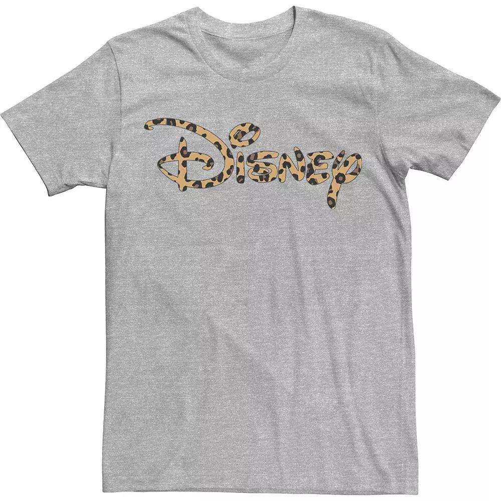 Disney's Logo Leopard Fill Men's Tee, Size: Medium, Athletic Grey Product Image