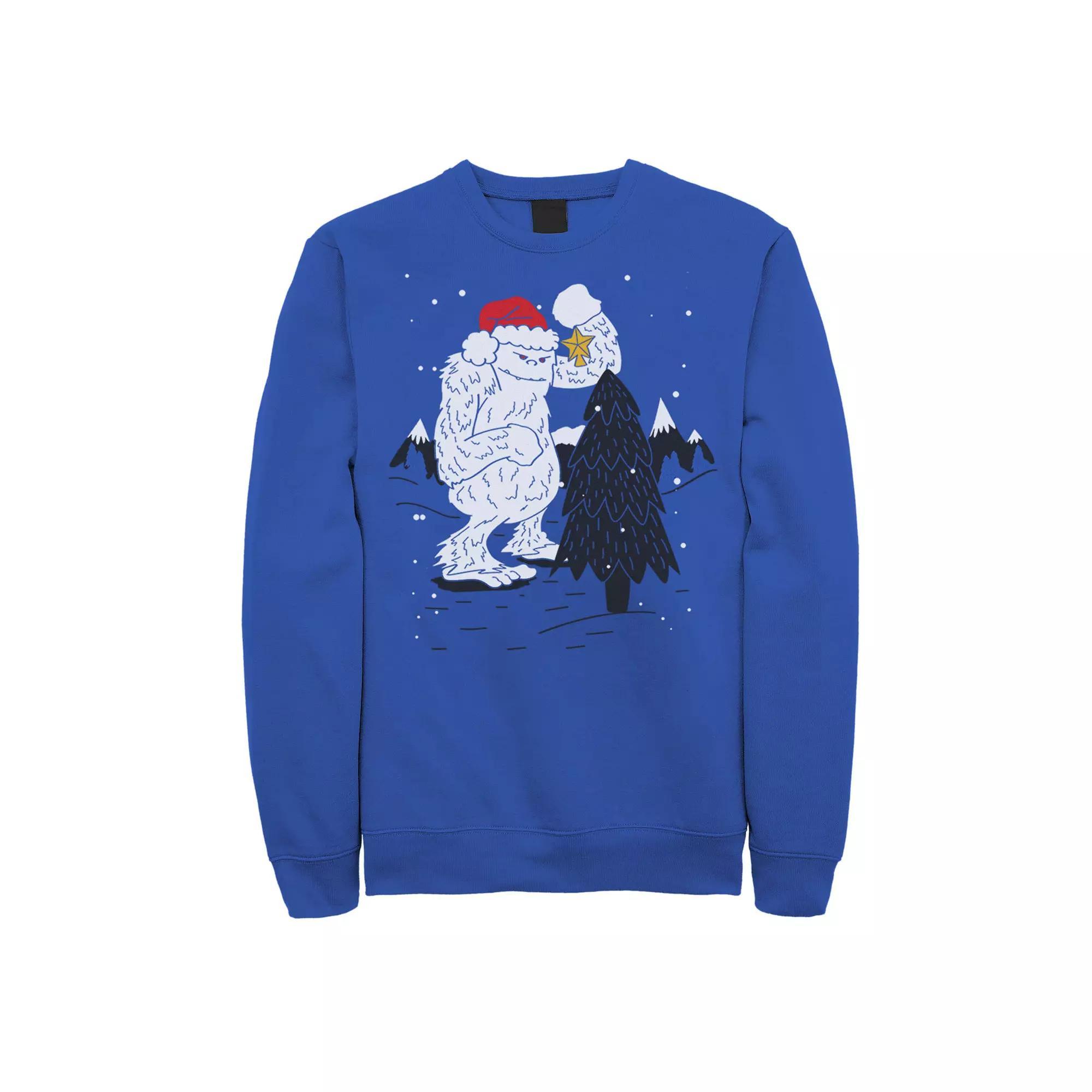Men's Yeti Christmas Tree Star Ornament Snow Sweatshirt, Size: XXL, Royal Product Image