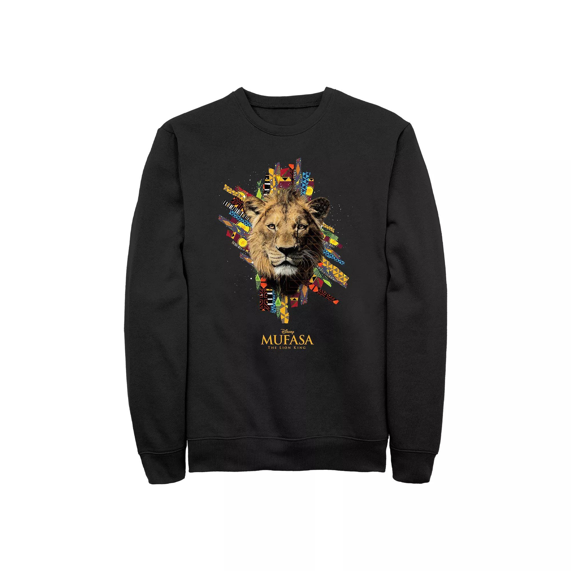 Disney's Mufasa The Lion King African Prints Background Men's Graphic Fleece, Size: Medium, Black Product Image