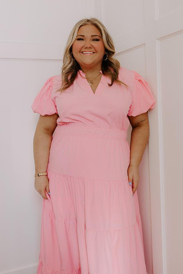 Simply Sweet Maxi Dress in Pink Curves Product Image