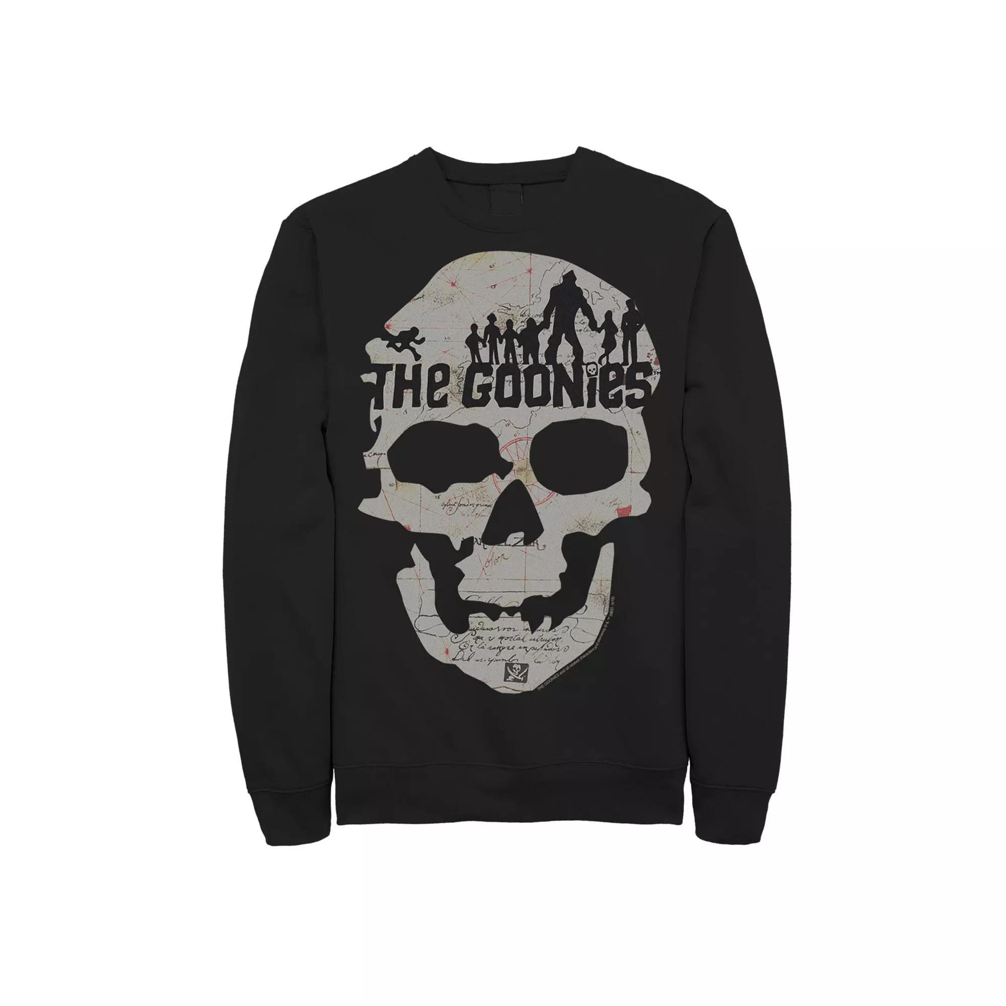 Big & Tall The Goonies Skeleton Map Poster Graphic Fleece Pullover, Men's, Size: 4XL Tall, Black Product Image