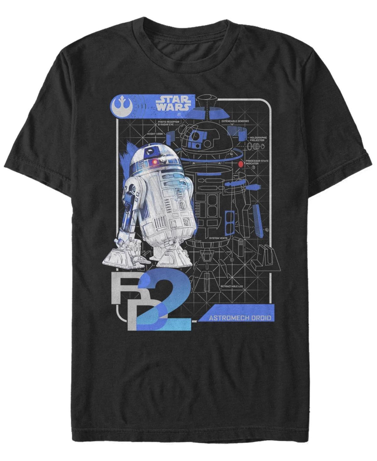 Men's Star Wars R2-D2 Schematic Print Poster Tee, Size: XXL, Black Product Image