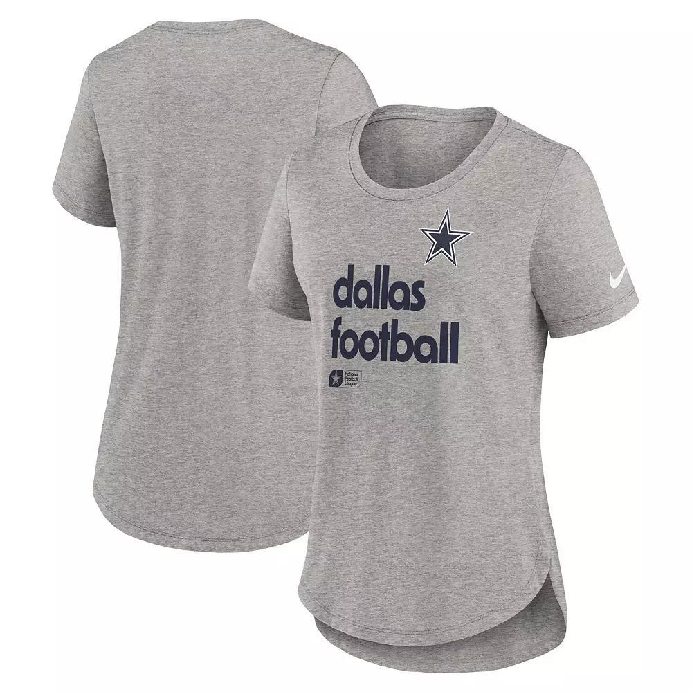 Women's Nike  Heather Gray Dallas Cowboys Fashion Tri-Blend T-Shirt, Size: 2XL, Grey Product Image