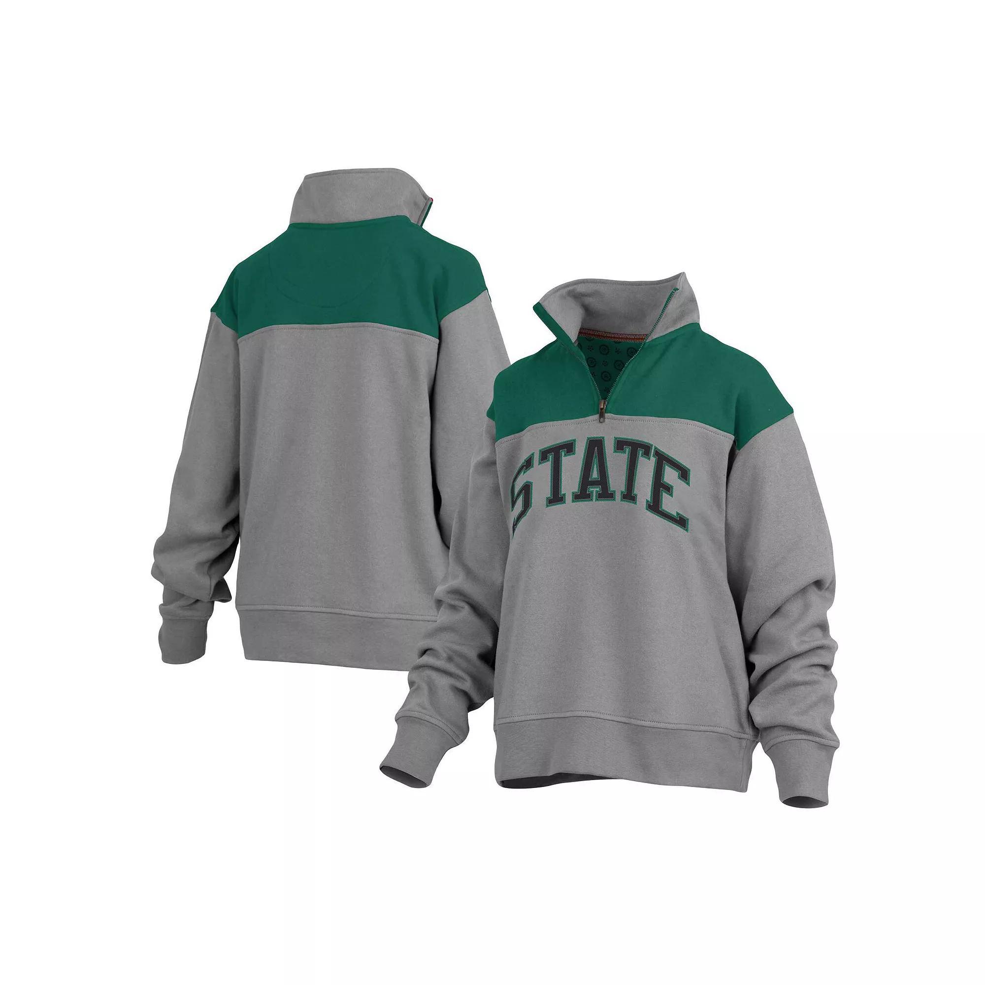 Women's Pressbox Gray Wisconsin Badgers Avon Fleece Quarter-Zip Jacket, Size: Medium, Grey Product Image