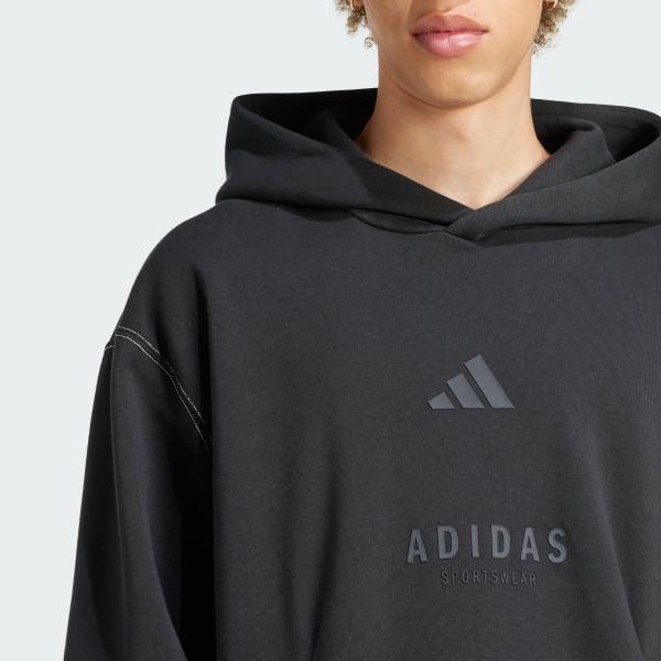 adidas ALL SZN Fleece Graphic Hoodie Black S Mens Product Image