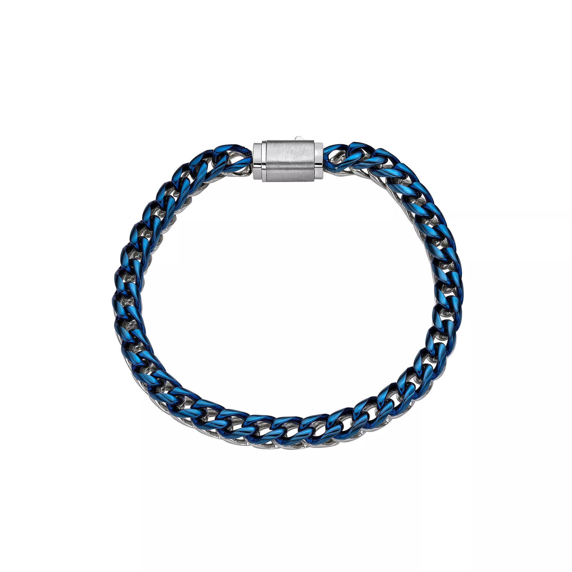 LYNX Men's Stainless Steel Foxtail Chain Bracelet, Size: 9", Two Tone Product Image