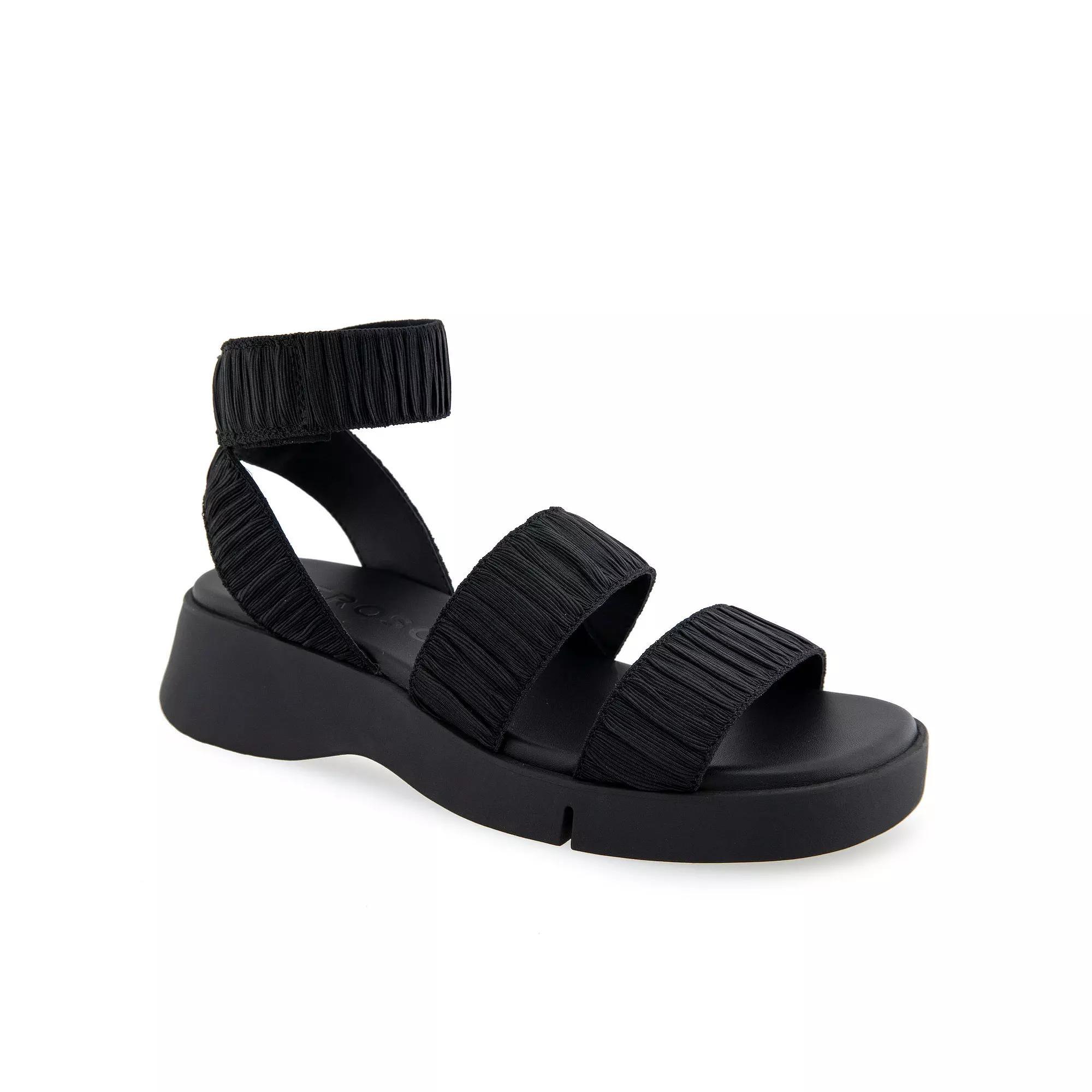 Aerosoles Fiona Women's Elastic Flatform Sandals, Size: 5.5 Medium, Black Product Image