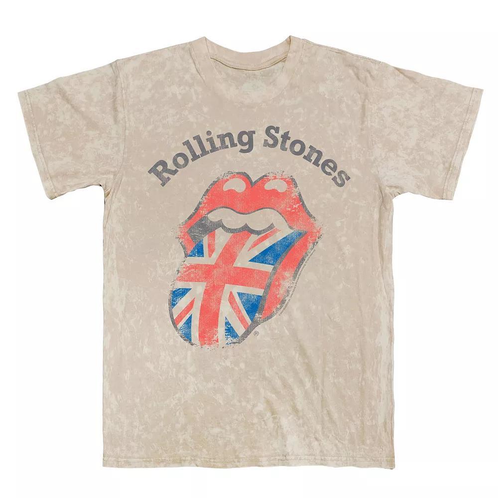 Men's Rolling Stones Union Jack Flag Mineral Wash Graphic Tee, Size: Large, Natural Mineral Blue Product Image