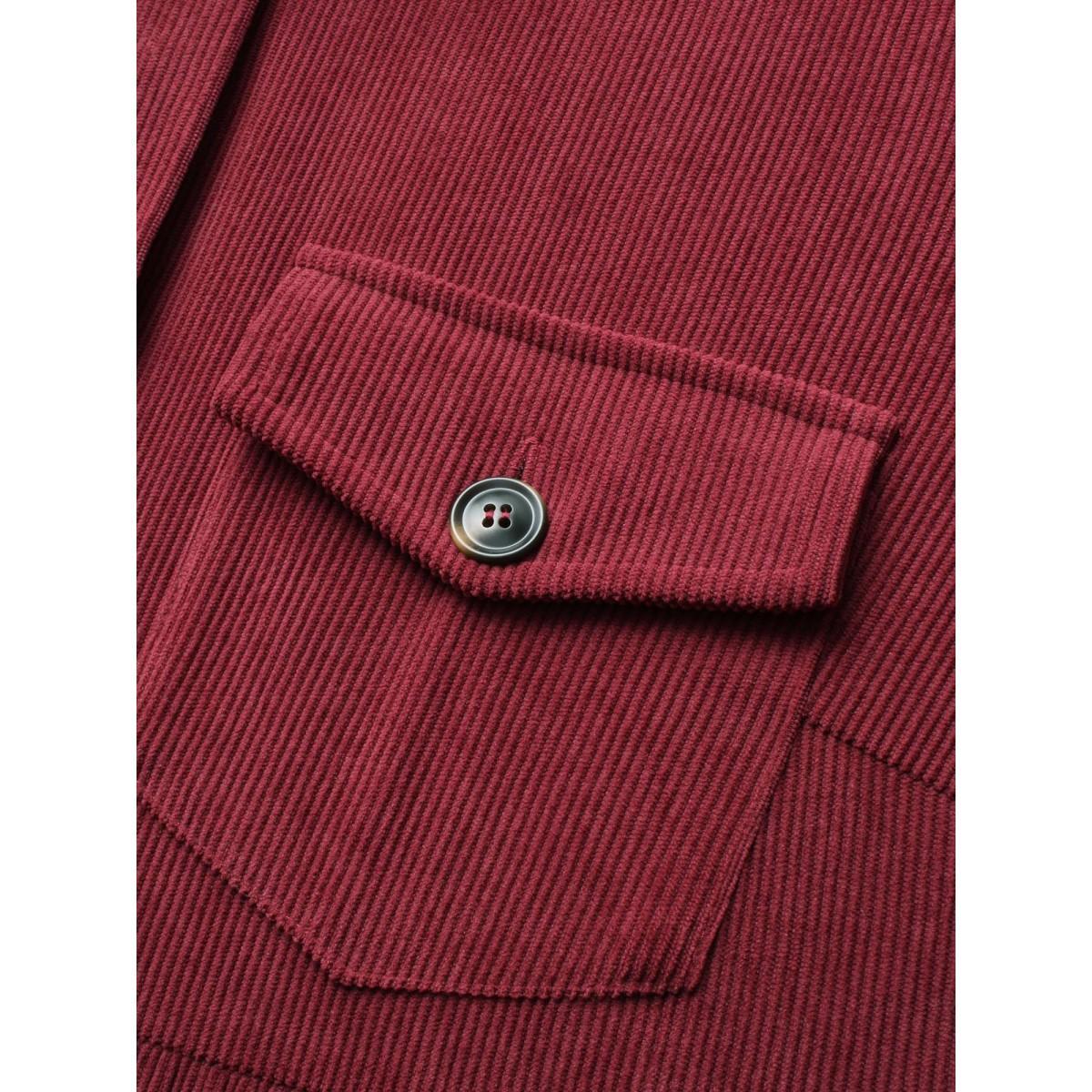 Plus Size Corduroy Collared Flap Detail Jacket Women Scarlet Gathered Everyday Jackets BloomChic 28/5X Product Image