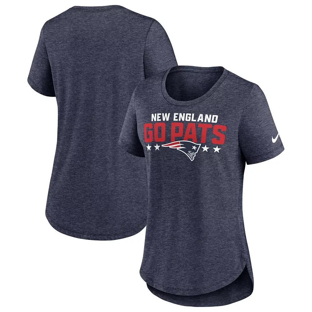 Womens Nike Heather New England Patriots Local Fashion Tri-Blend T-Shirt Blue Product Image