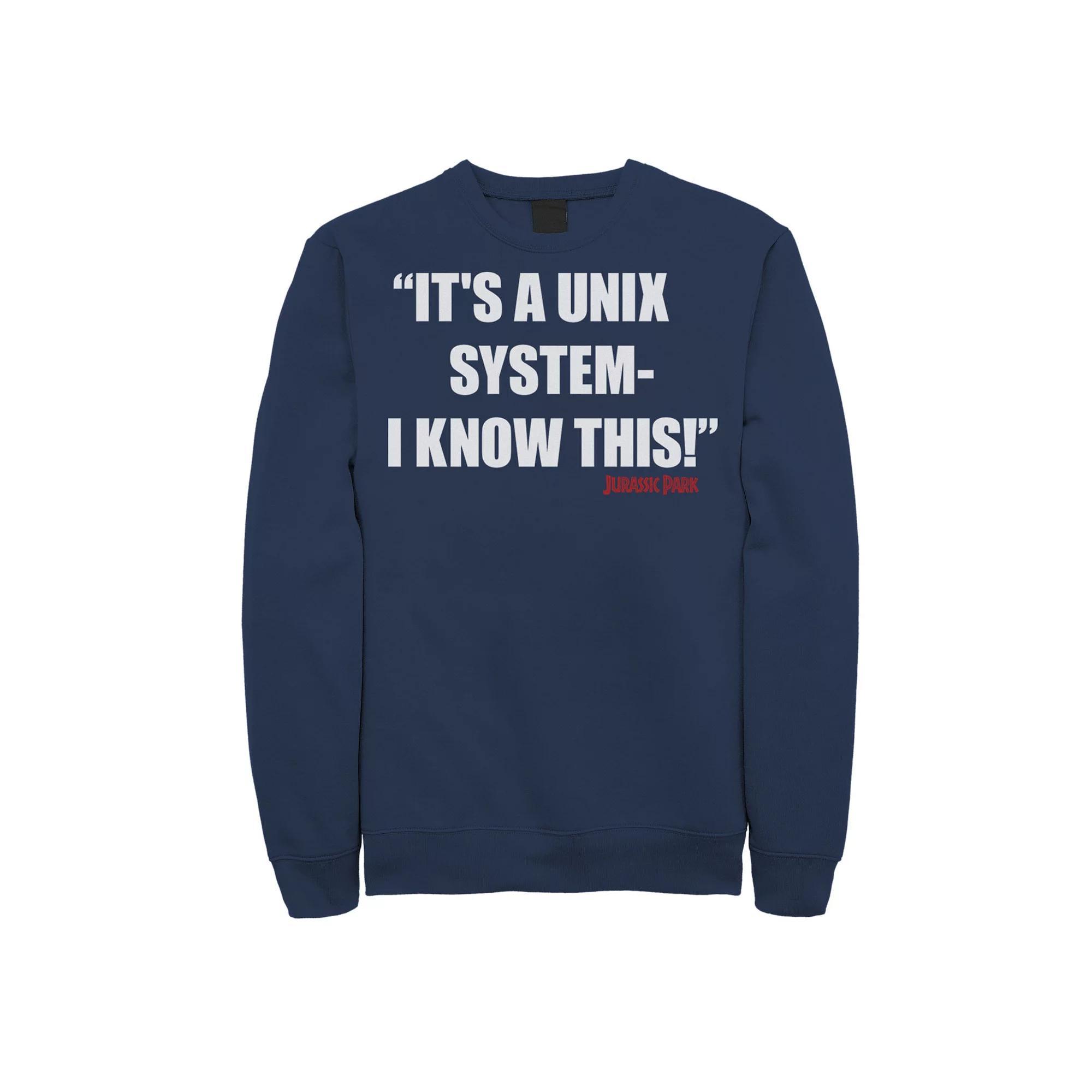 Mens Jurassic Park Its A Unix System Quote Sweatshirt Blue Product Image