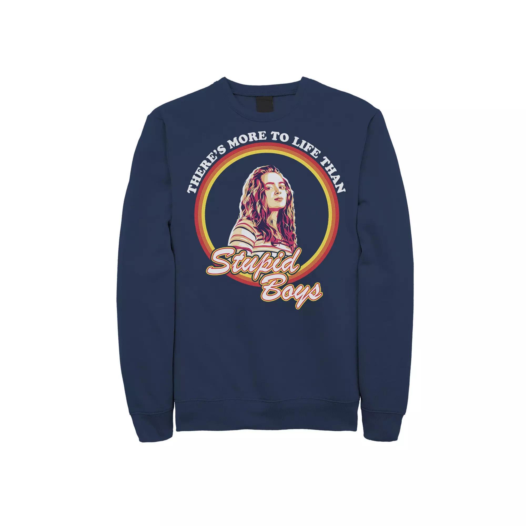 Men's Netflix Stranger There's More To Life Than Stupid Boys Sweatshirt, Size: Medium, Blue Product Image