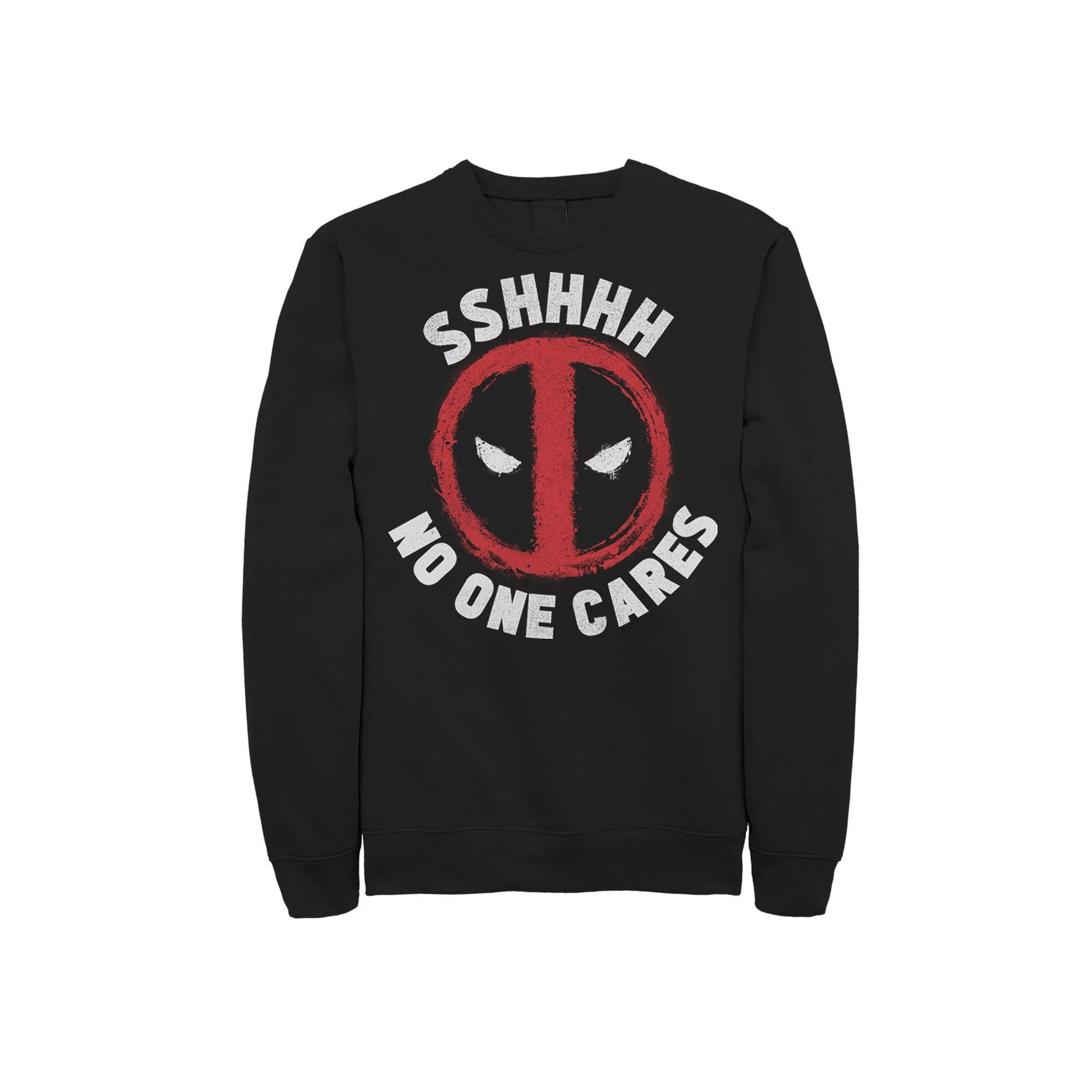 Men's Deadpool No One Cares Logo Sweatshirt, Size: Medium, Black Product Image