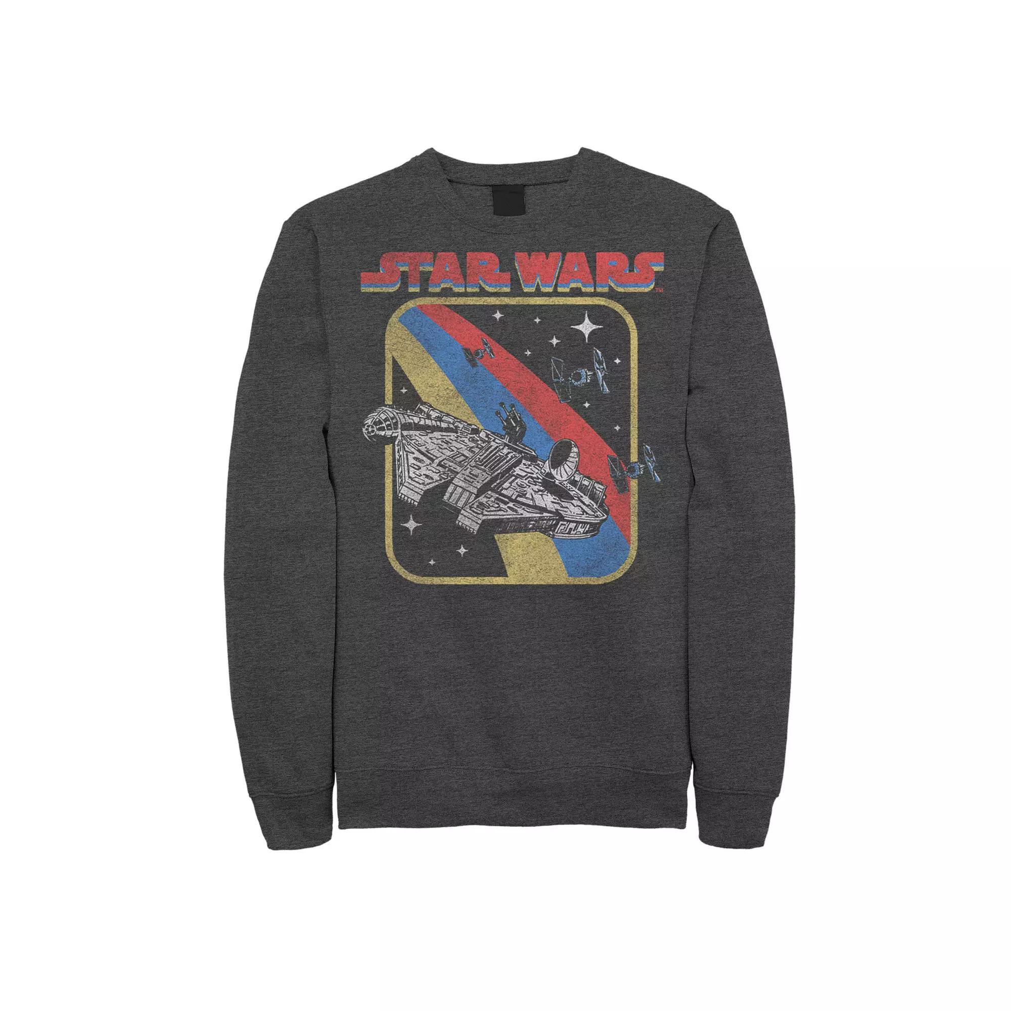 Men's Star Wars Retro Millennium Falcon Galaxy Space Fight Graphic Fleece, Size: XXL, Black Product Image