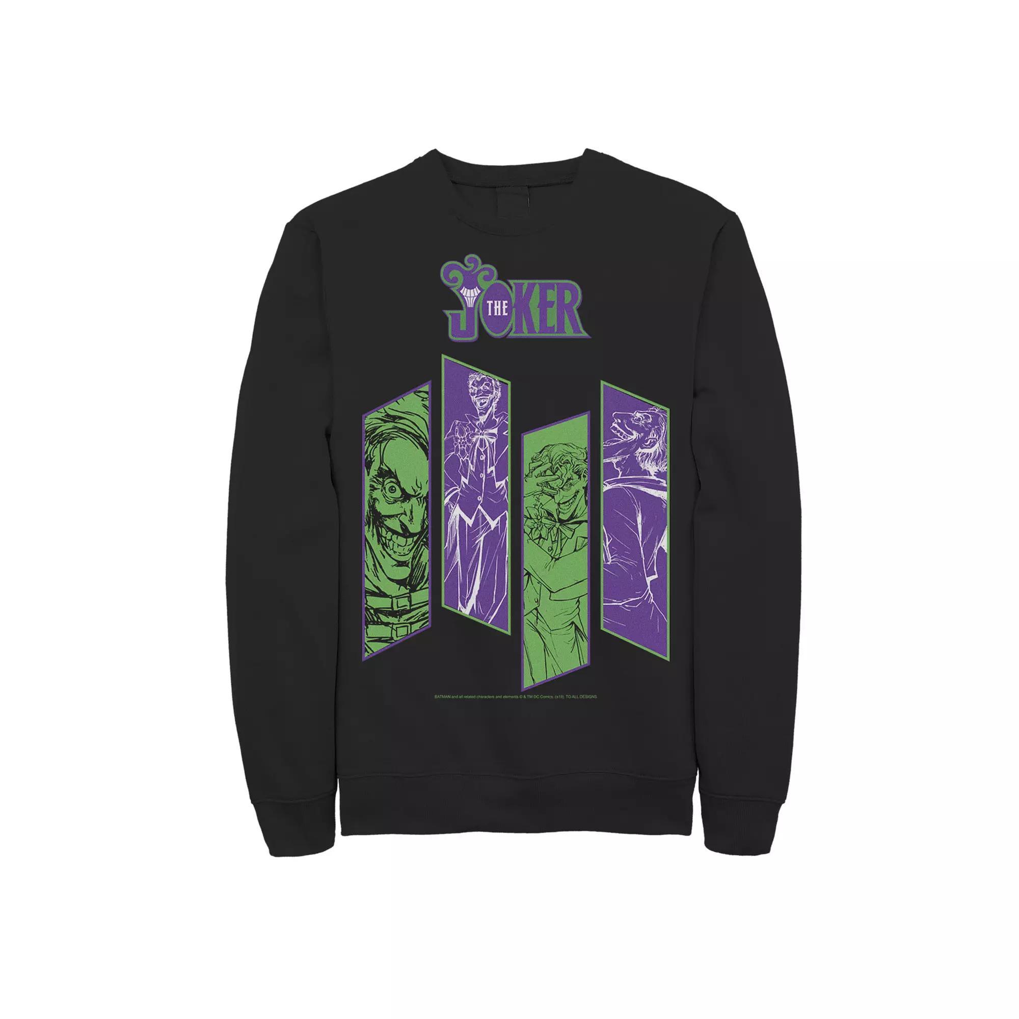 Men's DC Comics The Joker Portrait Panels Graphic Fleece Pullover, Size: XXL, Athletic Grey Product Image