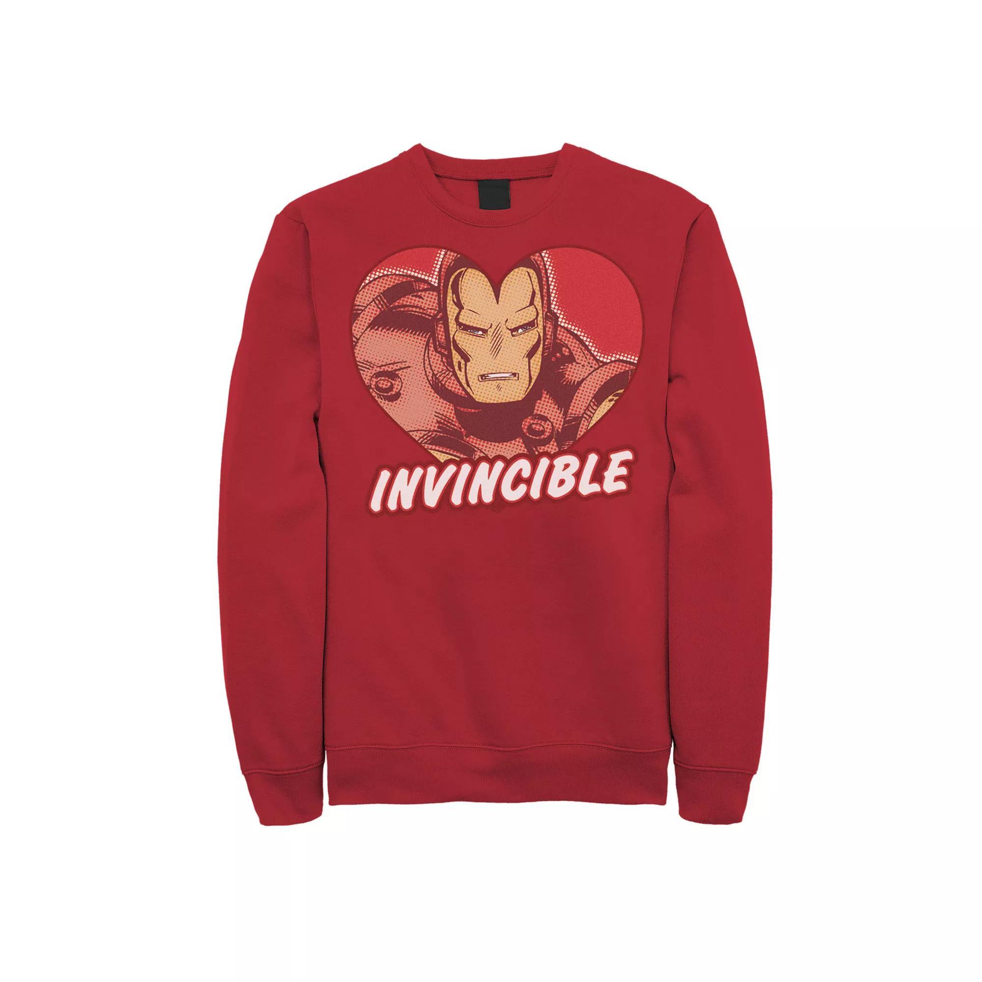 Men's Marvel Iron Man Invincible Heart Valentine's Sweatshirt, Size: Medium, Red Product Image