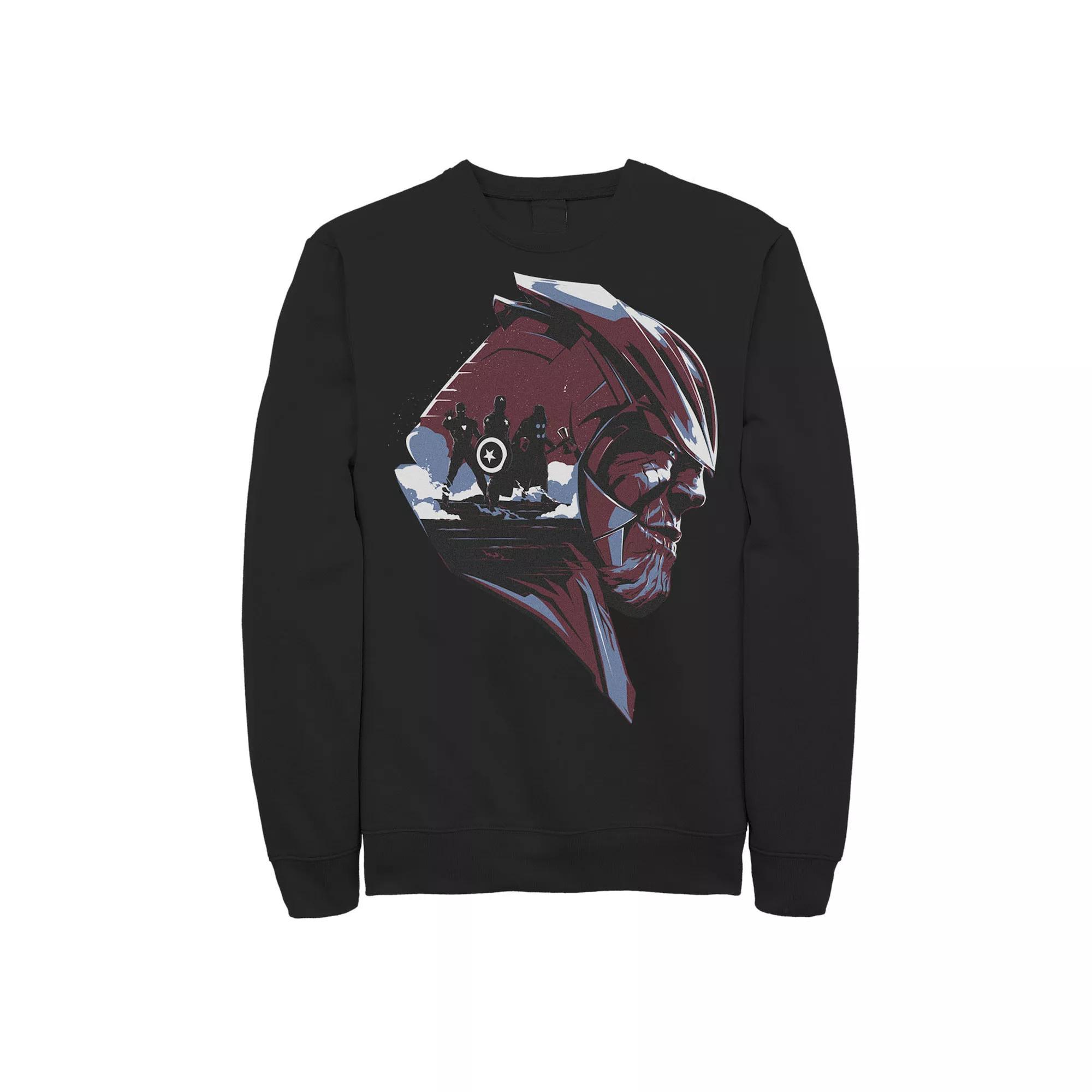 Men's Marvel Avengers: Endgame Thanos Head Silhouette Sweatshirt, Size: Small, Black Product Image