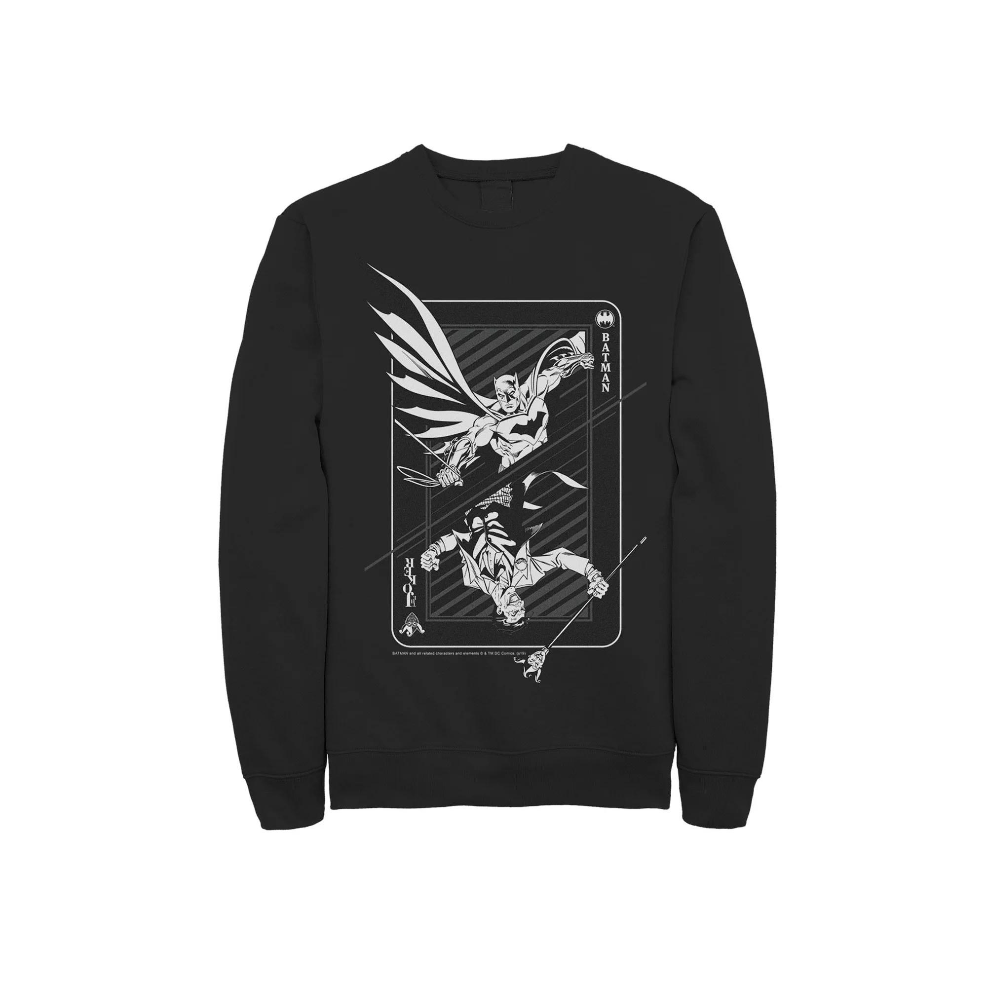 Mens DC Comics Batman And Joker Card Poster Sweatshirt Product Image