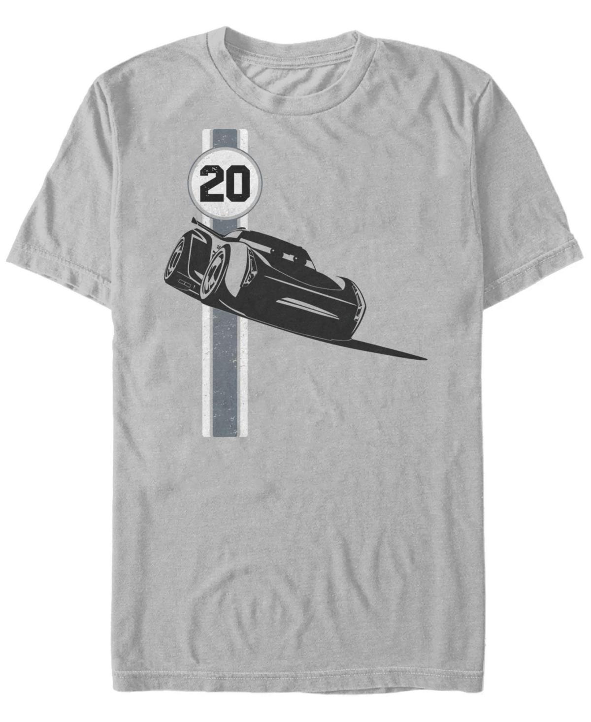 Men's Disney Pixar Cars 3 Lightning McQueen Racing Stripe Tee, Size: Large, Silver Product Image
